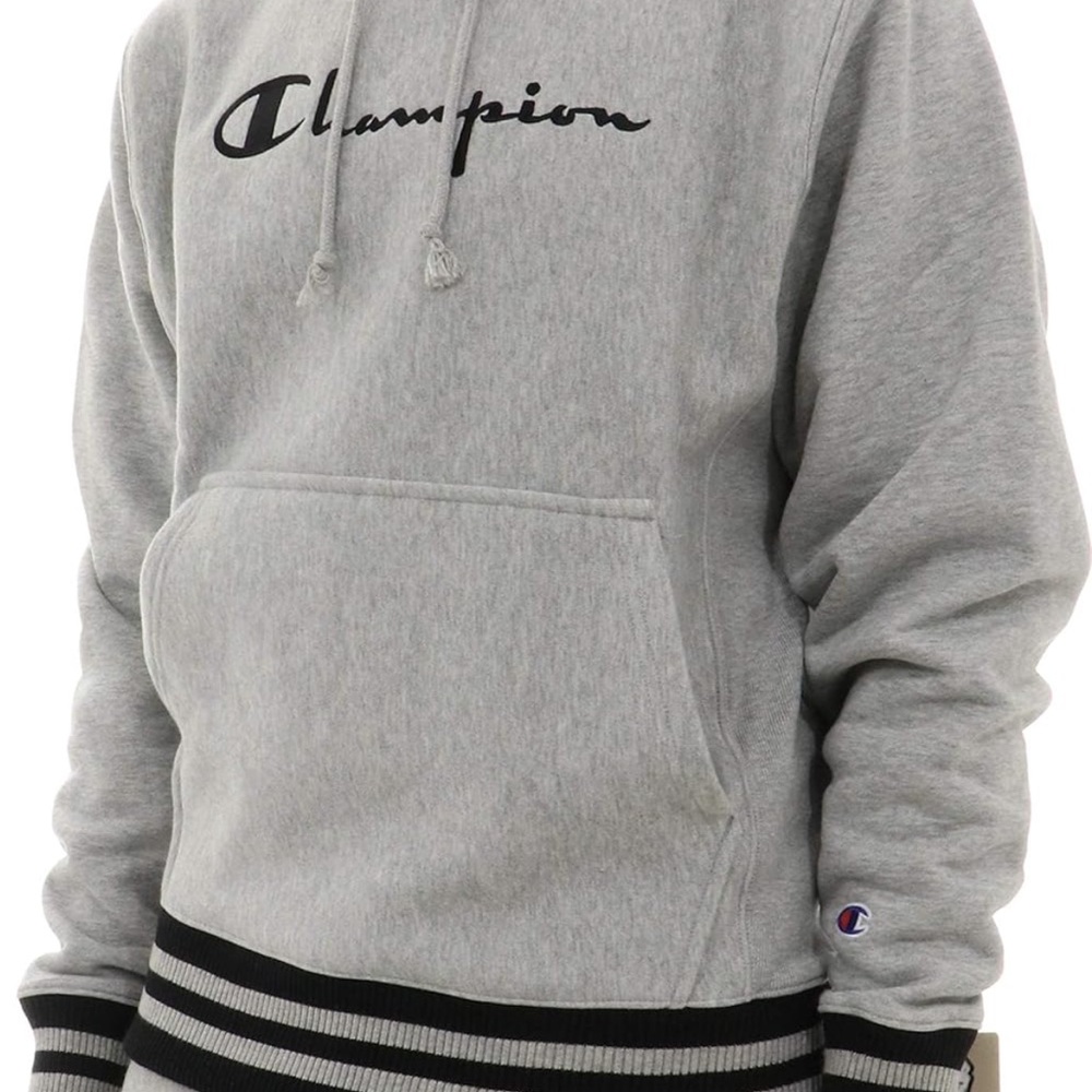 Champion Heather Gray Hoodie with Black Details